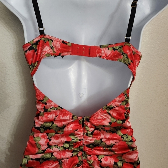 For Love And Lemons Floral Ruched Mini Dress Womens Size Small - Picture 8 of 14
